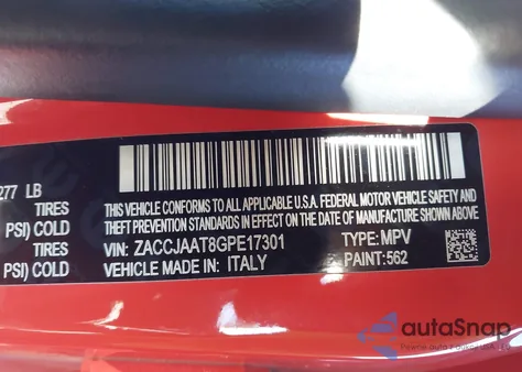 2016 Jeep Renegade Sport from USA, damaged, VIN ZACCJAAT8GPE17301